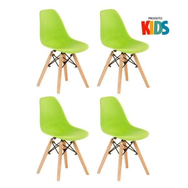 Kit 4 Cadeiras Infantil Eames Eiffel Junior - Kids - Verde Limão - 1