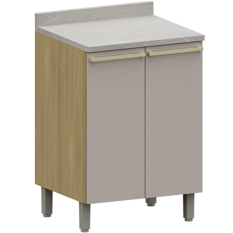 Balcão de Cozinha com Tampo 60cm 2 Portas Freijó/cinammon L01 - Mpozenato