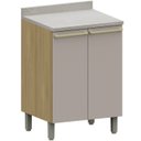 Ver imagem 1 de Balcão de Cozinha com Tampo 60cm 2 Portas Freijó/cinammon L01 - Mpozenato