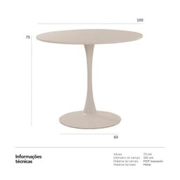 Mesa de Jantar Redonda Tulipa - Saarinen - 100cm - Branco - 2