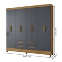 Ver imagem 4 de Guarda Roupa Florida Quarto Casal com 8 Portas e 4 Gavetas Freijo/cinza