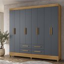 Ver imagem 2 de Guarda Roupa Florida Quarto Casal com 8 Portas e 4 Gavetas Freijo/cinza