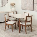 Ver imagem 1 de Conjunto de Jantar Mesa Retangular com Vidro Donatella com 4 Cadeiras Saga - Natural C/ Cru