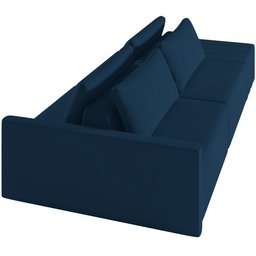 Sofá Ilha Modular para Sala 252cm com Puff Dublin K01 Veludo Azul Marinho - Lyam Decor - 6