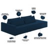 Sofá Ilha Modular para Sala 252cm com Puff Dublin K01 Veludo Azul Marinho - Lyam Decor - 4