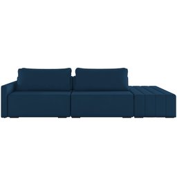 Sofá Ilha Modular para Sala 252cm com Puff Dublin K01 Veludo Azul Marinho - Lyam Decor - 3