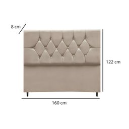 Cabeceira Cama Box Estofada Queen Size 160 Cm Suede Madri:bege - 3