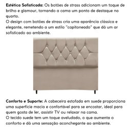 Cabeceira Cama Box Estofada Queen Size 160 Cm Suede Madri:bege - 5