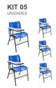 Ver imagem 2 de KIT 05 Cadeiras Universitárias com porta livros cor Azul