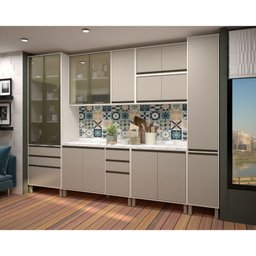Cozinha Completa Modulada 8 Peças Vidro Reflecta, Paneleiros Armários e Balcões Linea Luciane Móveis - 2