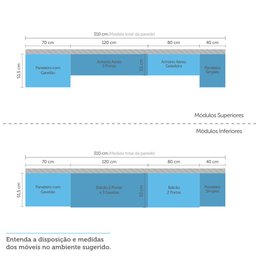 Cozinha Completa Modulada 8 Peças Vidro Reflecta, Paneleiros Armários e Balcões Linea Luciane Móveis - 4