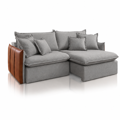 Sofá Retrátil Firenze com Assento Soft D28 e Almofadas Soltas:Veludo Cinza/1.80