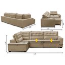 Ver imagem 2 de Sofá de Canto Retrátil e Reclinável com Molas 3,40x2,00 Esq Virginia Suede Bege Adonai Estofados