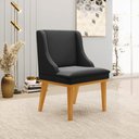 Ver imagem 2 de Kit 2 Cadeiras Decorativas Sala de Jantar Base Fixa de Madeira Firenze Veludo Preto/Castanho G19 - G