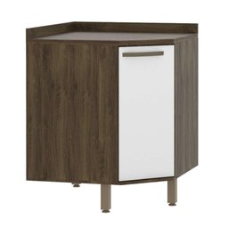 Balcão para Cozinha Canto Diagonal com Tampo 1 Porta Branco Uv Sara Luciane - 1