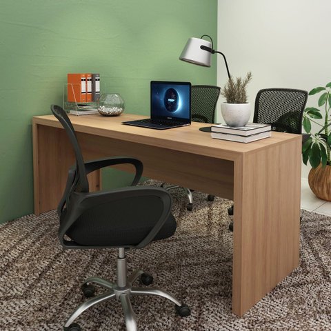 Mesa para Escritório 180cm Me4185 Branco Tecnomobili Cor: Amêndoa