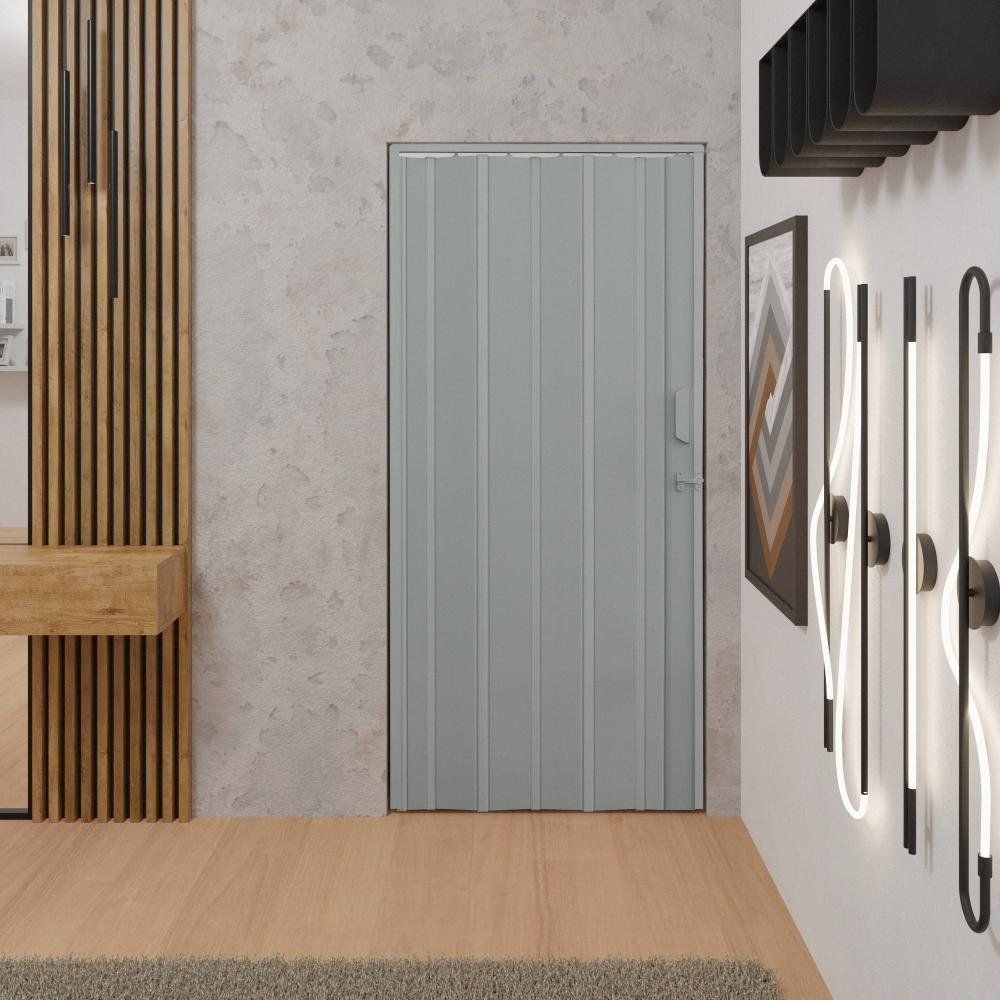 Porta Sanfonada de Pvc 135x210cm Zapinplast - Cinza | MadeiraMadeira