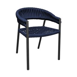 Cadeira Cannes Alumínio Encosto Tricô Náutico Azul Marinho - 1