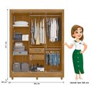 Ver imagem 2 de Guarda Roupa Casal Ambiente Bolívia 3 Portas Freijó Off White com Espelho - Moval