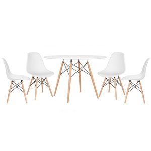 Conjunto de Mesa Redonda Eames 120cm Branco + 4 Cadeiras Eiffel Dsw Branco