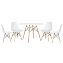 Ver imagem 1 de Conjunto de Mesa Redonda Eames 120cm Branco + 4 Cadeiras Eiffel Dsw Branco