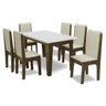 Conjunto Mesa de Jantar Miami 6 Cadeiras Vitreo 1,37 x 0,80 - Castanho/Branco Off - Dobuê - 2