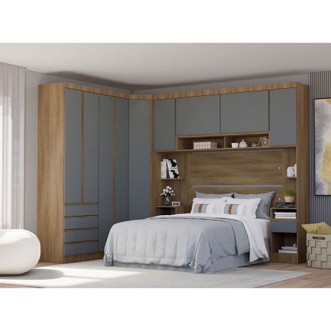 Guarda Roupa Casal Modulado de Canto 9 Portas e 6 Gavetas Veneza Luciane Móveis