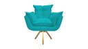 Ver imagem 2 de Kit 2 Poltronas Decorativa Opala Base Giratória Suede Azul Tifany Mz Decor