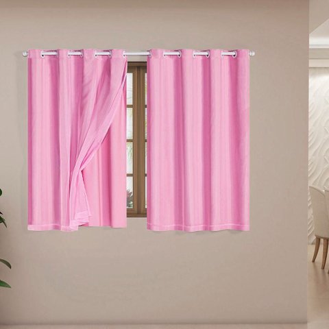 Cortina Daily Blackout Varão 2,80MX1,60m Poliéster Rosa Casa Scarpa