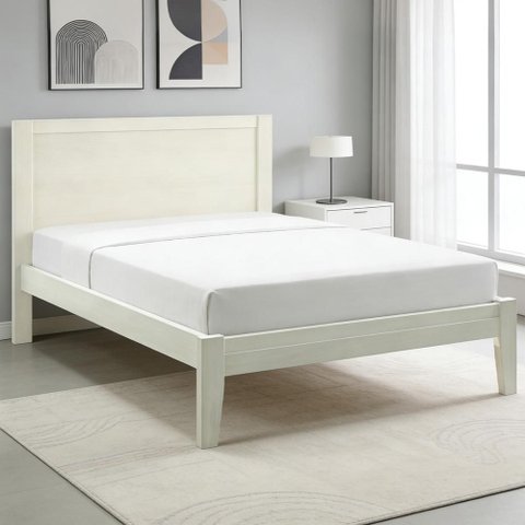 Cama Queen de Madeira Maciça para Colchão 158x198 Mazzaro F06 Branco - Lyam Decor