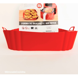 Cesto para Air Fryer Lavavel Quadrada Silicone Vermelho 21cm. Unyhome - 3