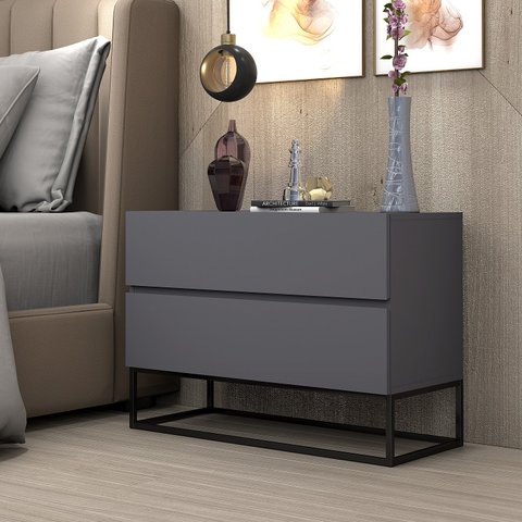 Mesa de Cabeceira Alto Padrão 2 Gavetas P/ Quarto Casal