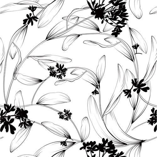 Papel De Parede Floral Preto E Branco Delicado 310x58cm