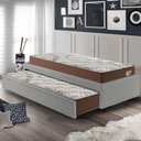 Ver imagem 3 de Bicama Box Solteirão 103x208 Courino Linho Cinza com 2 Colchões Relax Adorabile Molas Ensacadas