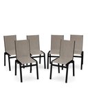 Ver imagem 1 de Kit 6 Cadeiras Jantar Gourmet Alumínio Preto Tela Mocca