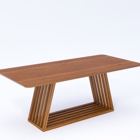 Mesa de Jantar Pitaia Natuame em Madeira Tauari com Tampo de Vidro 210cm Marrom/Cinamomo