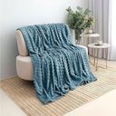 Ver imagem 2 de Cobertor Coberta Queen 2,40x2,20 Manta Ultrasoft Alto Relevo Extra Macia Turmalina Azul - 100% Poli