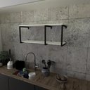 Ver imagem 1 de Prateleira Industrial Suspensa Estante Parede Nicho Branca Ferro e Madeira Suporte Pratileira