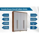 Ver imagem 3 de Guarda Roupa Solteiro Hawaii 4 Portas e 2 Gavetas c/ Pés Naturale/Grafite - Rufato