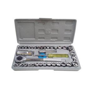 Kit Jogo Chave Soquete Com Catraca Reversível 40 Peças