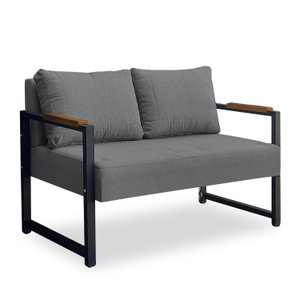 Poltrona 02 Lugares Namoradeira Ferro Estilo Industrial Ipanema - Velutto Chumbo