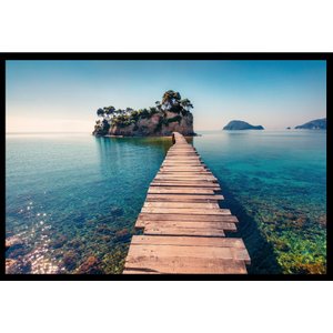 Quadro Decorativo Natureza Praia Moldura Caixa Preta com Profundidade de 3cm 100x70cm
