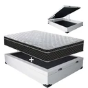 Ver imagem 2 de Cama Box Baú Casal Conforto Sintético Branco + Colchão Casal Conforto Espuma D23 Com EPS 20x138x188
