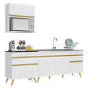 Ver imagem 1 de Armário de Cozinha Compacta 220cm Veneza Multimóveis V2075 Branco/dourado