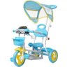 Triciclo Infantil de Passeio 3 Rodas com Empurrador Azul - Azul - 1