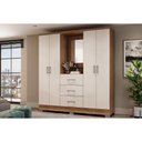 Ver imagem 1 de Guarda Roupa Solteiro 4 Portas e 3 Gavetas C/ Espelho Roma 1181 C/ Pés Freijo/off White - Carraro