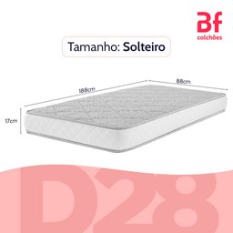 Colchão Solteiro Ortopédico de Espuma D28 a Vácuo 88x188cm Bf Colchões - 7