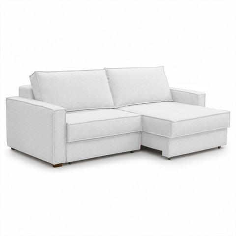 Sofá Sala de Estar Nilo Retratil Manual 240cm 4 Lugares Bouclê Branco m1 - Monari Design
