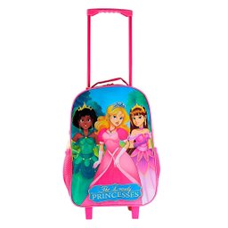 Conjunto Mochila Escolar Infantil Princesas de Rodinhas Pink - 1