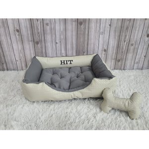Cama M Cinza e Bege Pet Colchão para Cachorro Caminha M Caes e Gatos Personalizada com Nomes